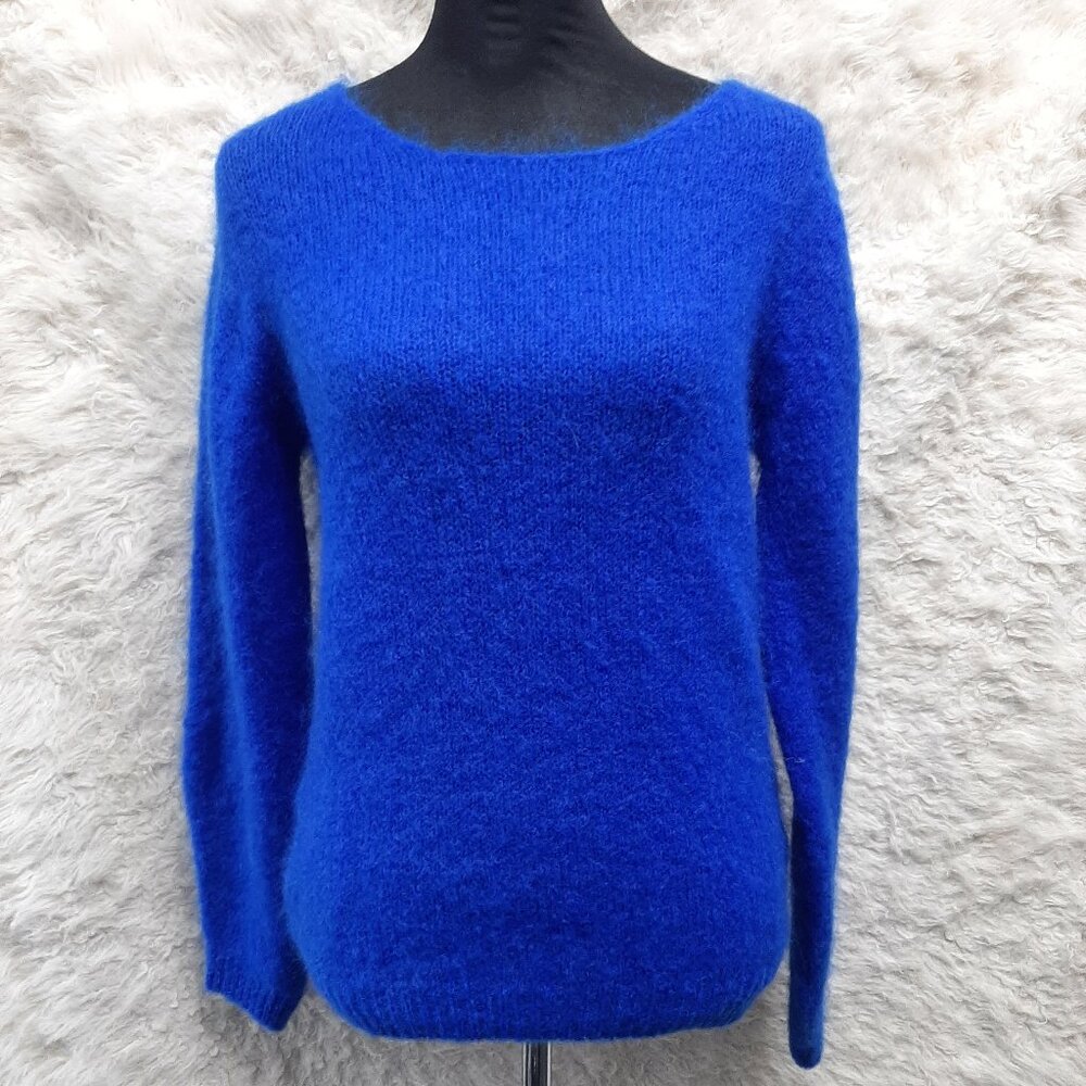 Noos Italian Knitwear Mohair Wool Blend Knit Pullover Fuzzy Sweater Size S